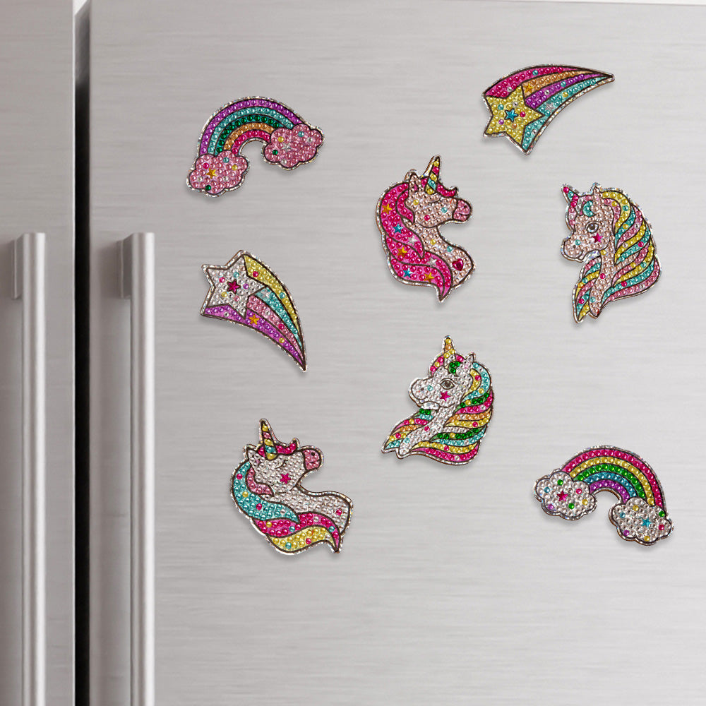 Unicorns and Rainbows Diamond Painting Magnets Set - 8Pcs